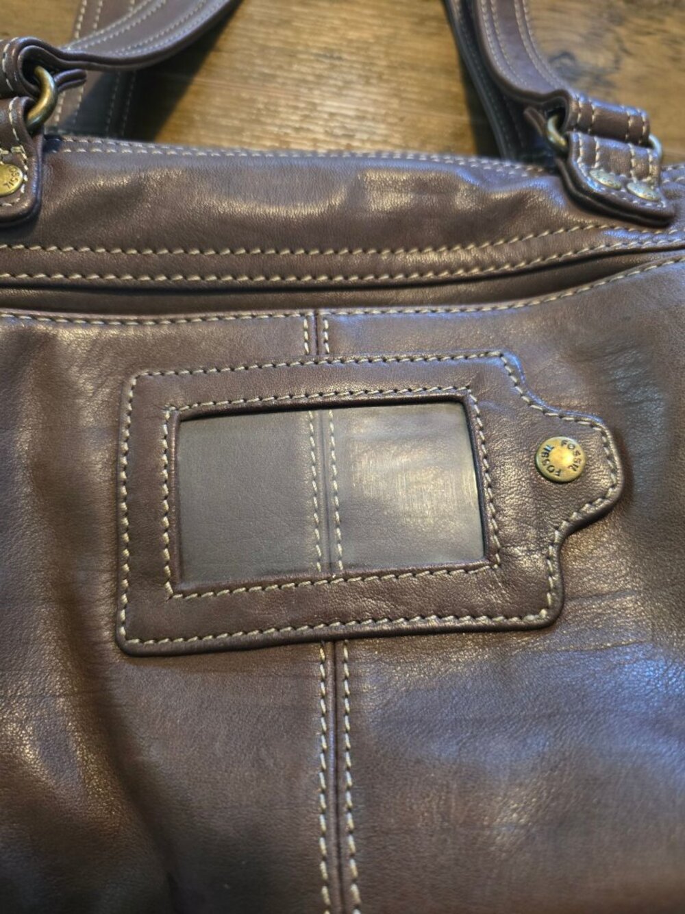Vintage 1990s Fossil Shoulder Bags, Multi Pocket, Leather Canvas, 2 Bag Lot - Picture 7 of 9